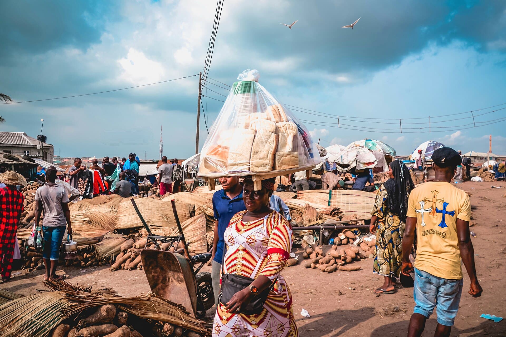 A busy market in Mile 12, Lagos, Nigeria